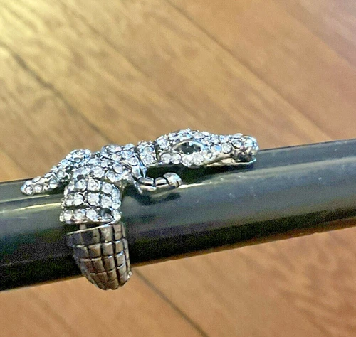 Stunning Large Crystal Alligator/Crocodile Stretch Ring 1.5” Long Fits 5.5 - 10