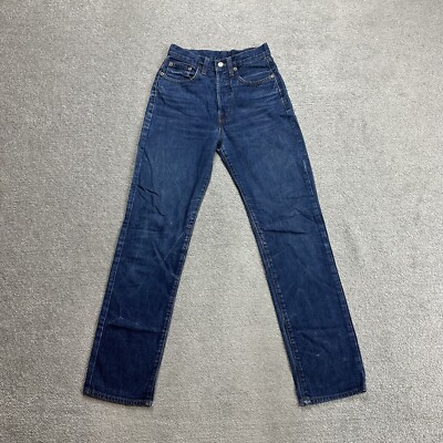 REPLAY 402 Damen Jeans Hose Gr. 26 Regular Fit Straight High Waist 19918 Blau