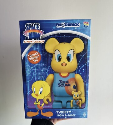BE@RBRICK TWEETY 100％ &amp; 400％ Medicom Space Jam A New Legacy Tweety 100% 400% Bearbrick