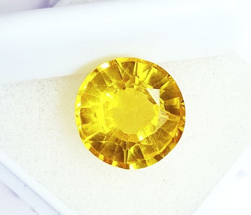Yellow Sapphire 9+ Ct Certified Round Shape Loose Gemstone With Free Gift - Zdjęcie 2 z 9