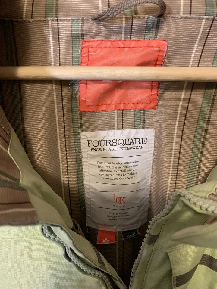 Foursquare Mens Sz L Snowboard 10K Outerwear Hooded Jacket Green Gray - Image 4 of 4