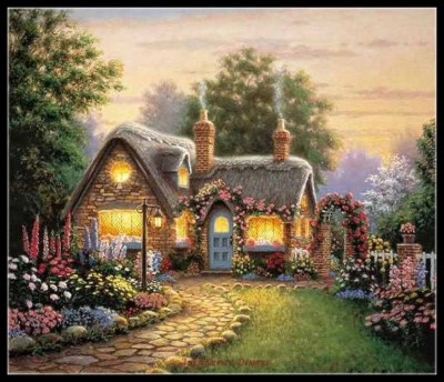 Chart Needlework DIY - Counted Cross Stitch Patterns - Smoke from Cabin