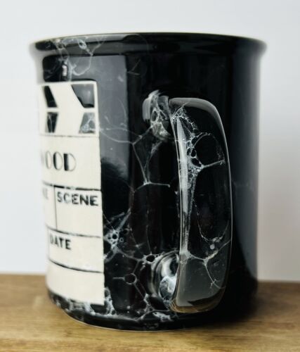 Vintage Hollywood Movie Film Clapperboard Coffee Mug Marble Effect Black Novelty - Picture 3 of 7