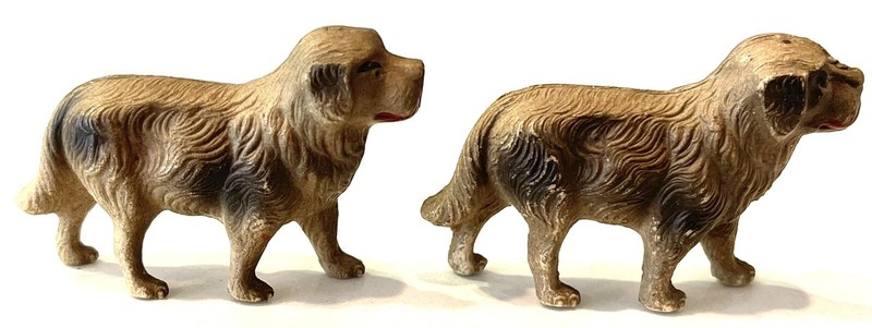 ANTIQUE 2 SMALL CELLULOID DOGS EACH IS ABOUT 1.75" TALL