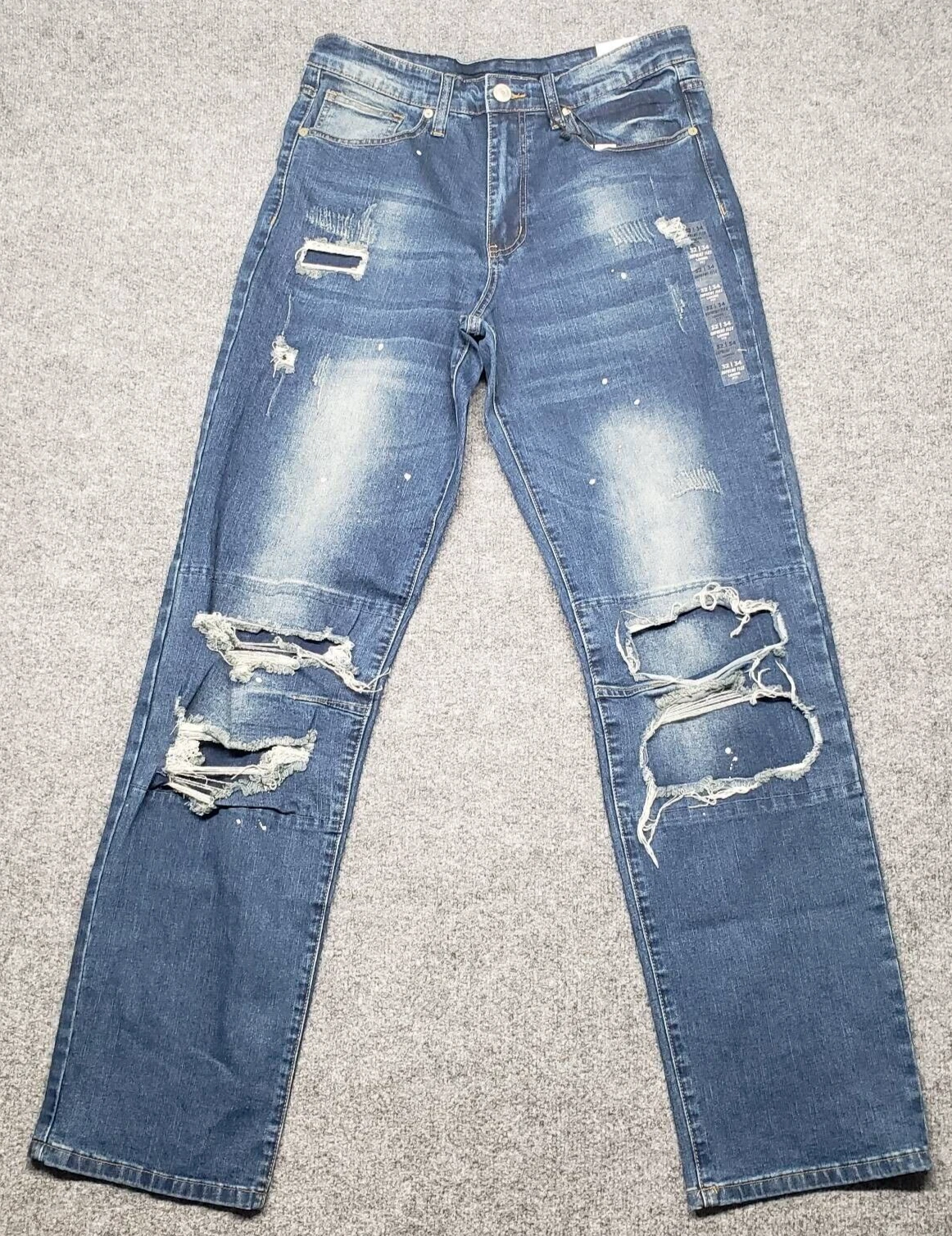 Jean homme Rue21 32X34 bleu denim coupe ample supreme flex acide vieilli neuf