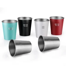 Swiss+Tech 6-Pack 14 oz Stainless Steel Cup Multicolor Stackable Pint Coffee Cup