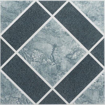 Light & Dark Blue Diamond Self-Stick Adhesive Vinyl Floor Tiles - 40 Pcs 12''x12''
