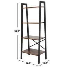 4-Tier Bookcase Bookshelf Leaning Wall Ladder Shelf Storage Display Bedroom