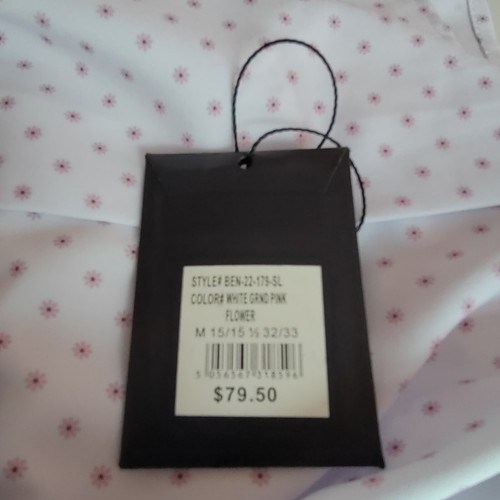 Ben Sherman Slim Fit All Way Stretch Floral Shirt White/Pink Men Sz M 15/15 1/2 - Picture 8 of 12