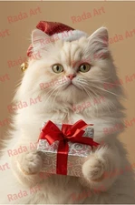 Christmas Cat Digital Art Ai Image for Mobile Photo Frame Wallpaper Background