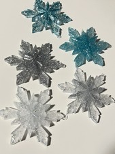 Glitter Snowflake Ornaments Set, Assorted Colors, 6 Pieces