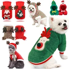 Dog Christmas Clothes Winter Warm Pet Clothes Small Medium Dogs Elk Santa Claus