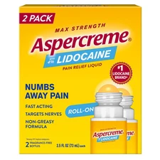 Aspercreme with 4% Lidocaine Liquid No-Mess Roll-On, 2-pack Max Strength