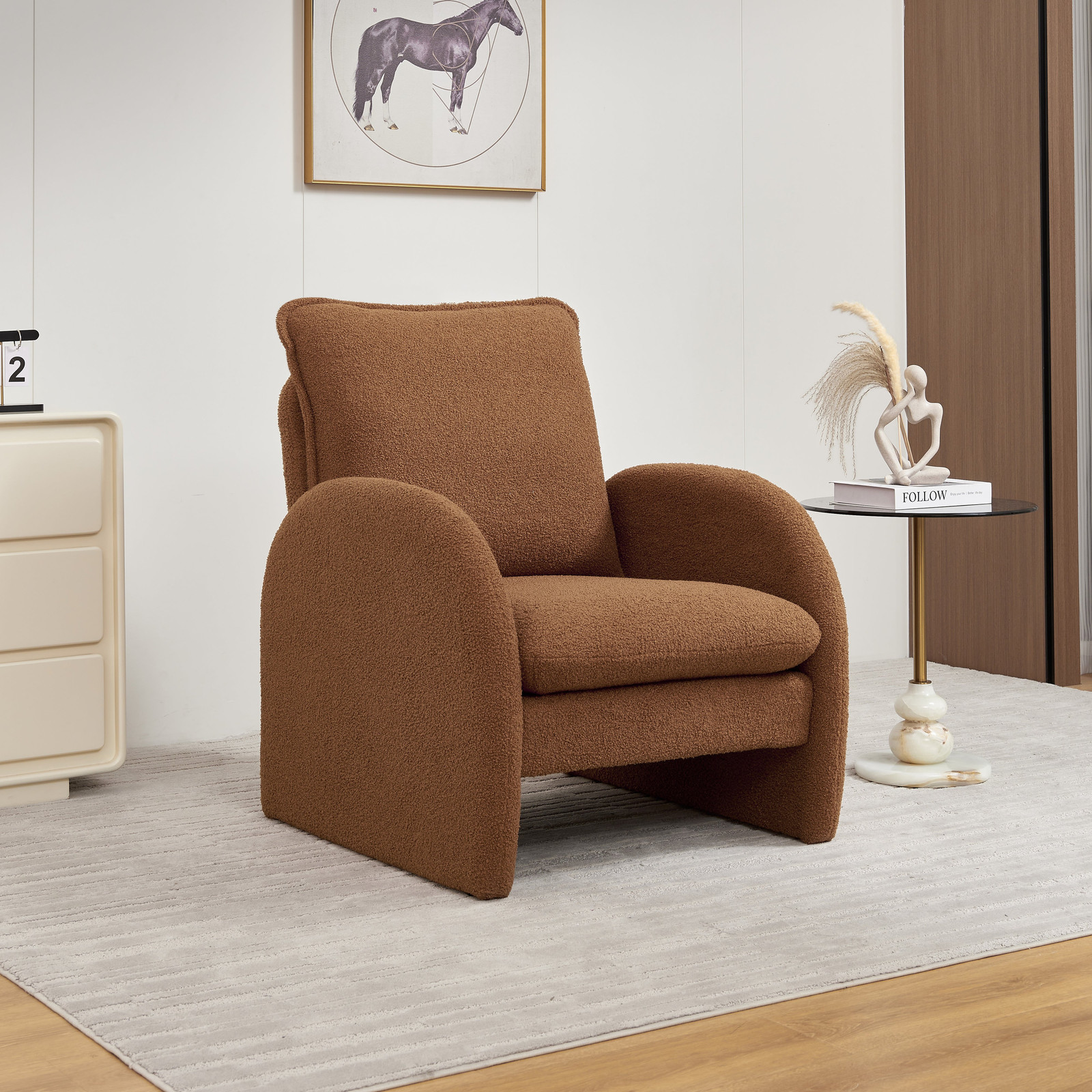 Modern Sherpa Accent Chair – Cozy & Stylish Seating for Any Room