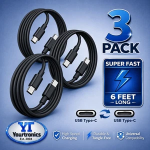 3 Pack 6ft USB-C Fast Charge Cable Charging Cord Charger For Samsung Galaxy