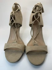 Christian Siriano for Payless Womens Suede High Heel Pumps Shoes Tan Lace Sz 9