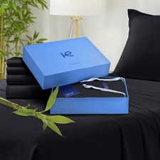 Kickoff Viscose Bamboo Sheets Queen Size 4-pc 100 Organic Bamboo Viscose Bed...