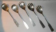 Silverware - Salad Plates - 3 Forks 2 Spoons Hallmarked MK ZN4
