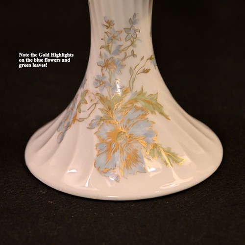 Limoges Haviland Candle Stick Holder Floral Blue Green Gold Highlights 1958-1962 - Picture 7 of 12