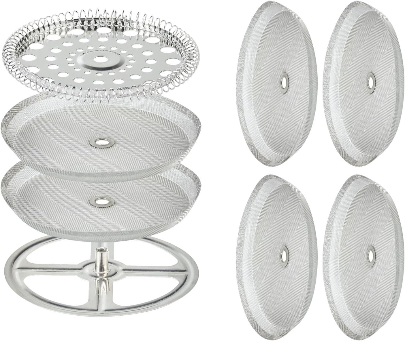 8-Piece French Press Replacement Set Stainless Steel Screens Spiral & Cross Disc