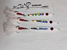 1 oz Minnow Spoon Bait Fish  Lead Fishing Jigging Casting Lure White w/ Sparkle