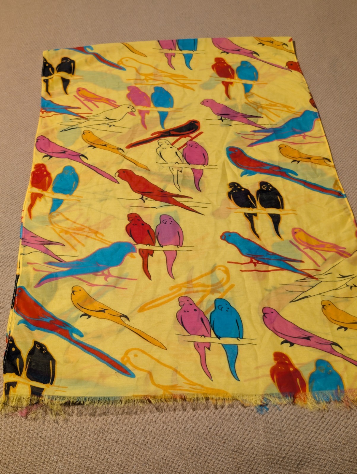 Copper Key Yellow Multicolor Bird Patterned Scarf - image 8