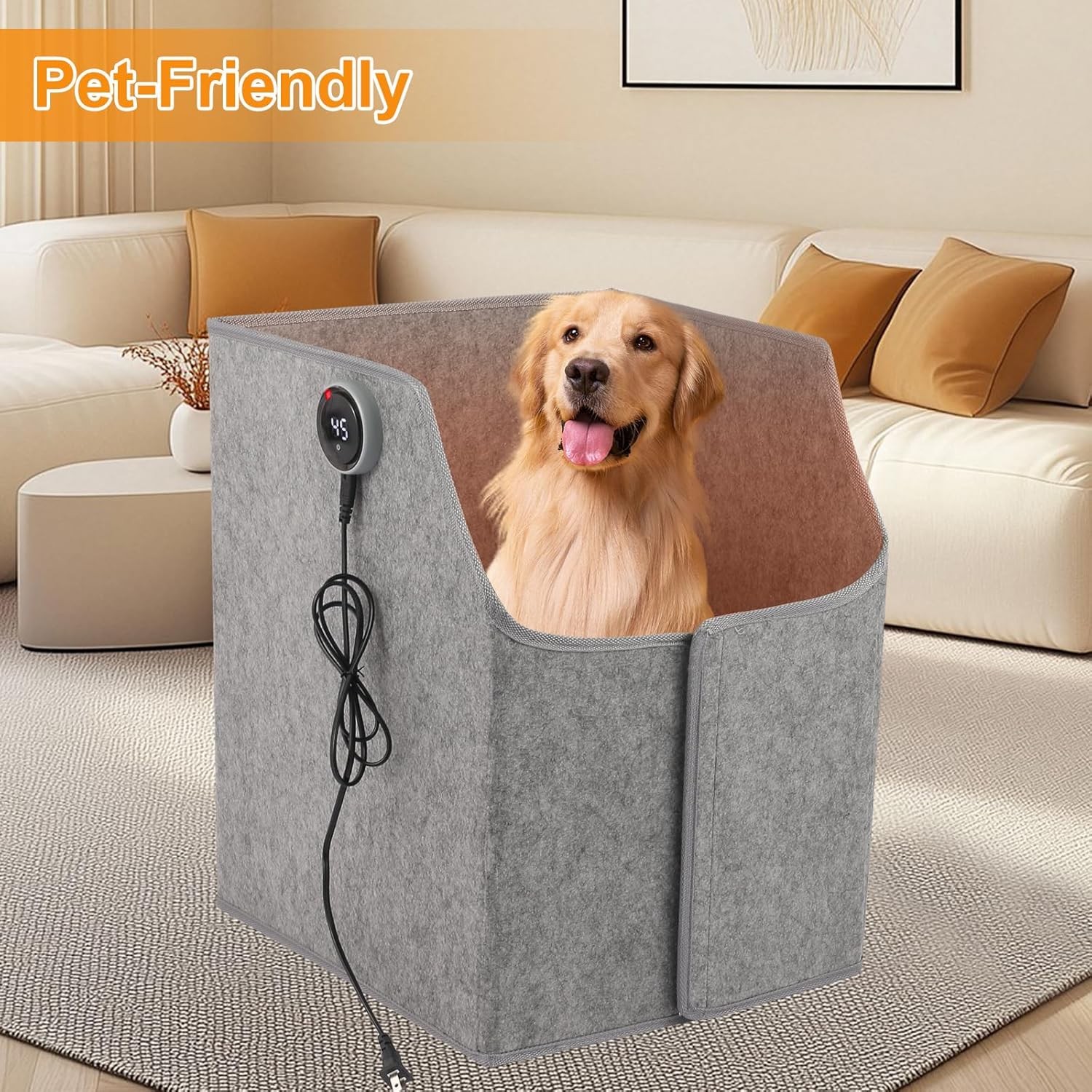 Under Desk Heater with Blanket, Foldable Space Heater with Timer & Thermostat, E