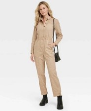 Women's Universal Thread Boilersuit Utility Jumpsuit Tan 4