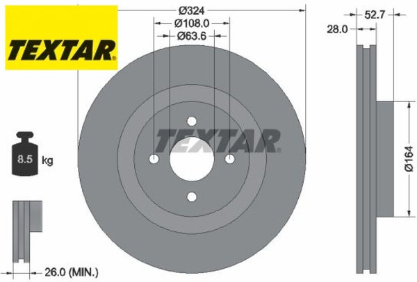 2X Bremsscheibe Textar 92146400 2 Bremsscheiben Vorderachse Vorne FüR Ford-image