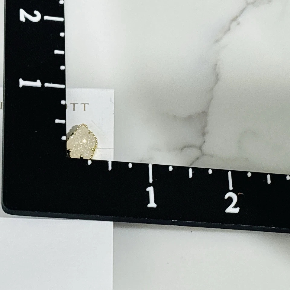 Kendra Scott Tessa Earrings Iridescent Drusy Stud Gold Plated NEW - Image 4 of 4