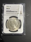 1922 Peace Dollar CERTIFIED NGC MS 62 Silver Dollar