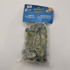 VINTAGE BAG OF 50 MULTICOLORED GLASS MARBLES WITH SHOOTER BRAND NEW SEALED-