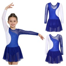 Kids Girls Dress Ballet Costume Gymnastics Dancewear Stage Figure Skating Mesh