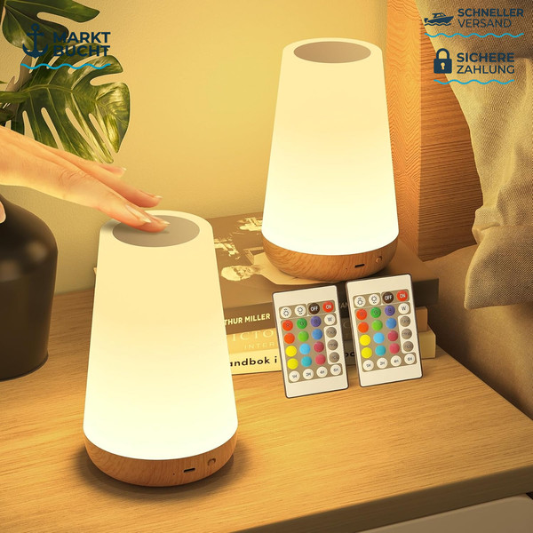 Nachttischlampe 2Er Set LED Dimmbar Touch USB Aufladbar Mit Fernbedienung 13-image