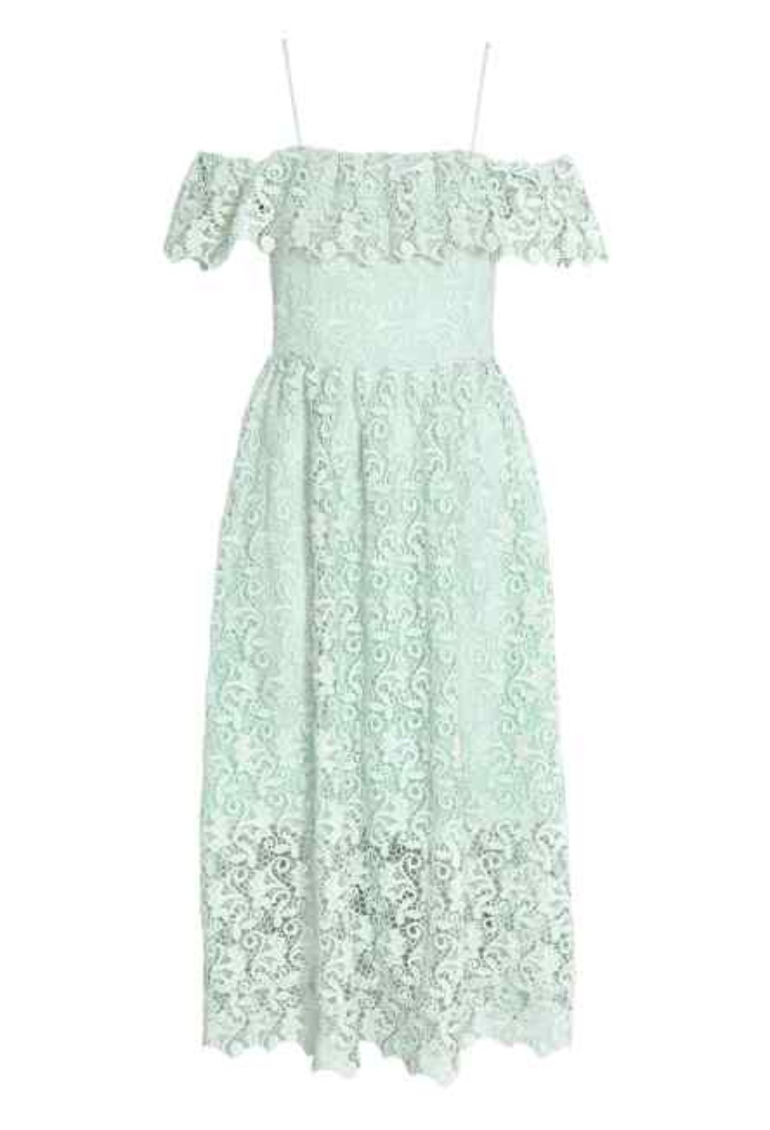 H&M Off-the-shoulder lace dress Mint UK 10 RRP £79.99 image 3