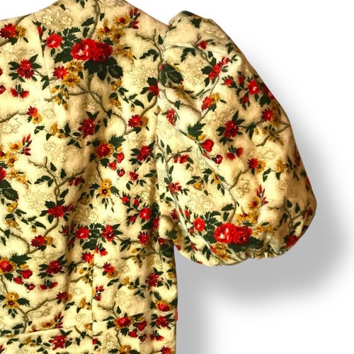 Vintage 70's Handmade Floral Velvet Maxi Dress Puff Sleeves Prairie Boho M/L, $28.16 - Photo 9