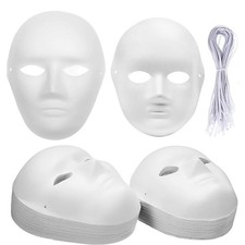 40 Pack DIY Full Masks, 2 Sizes Paintable White Plain Masks, Mache for Cospla...