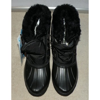 Sorels ThermoPlus Women s Size 11 Faux Fur Lined Snow Boots Black No Laces NEW