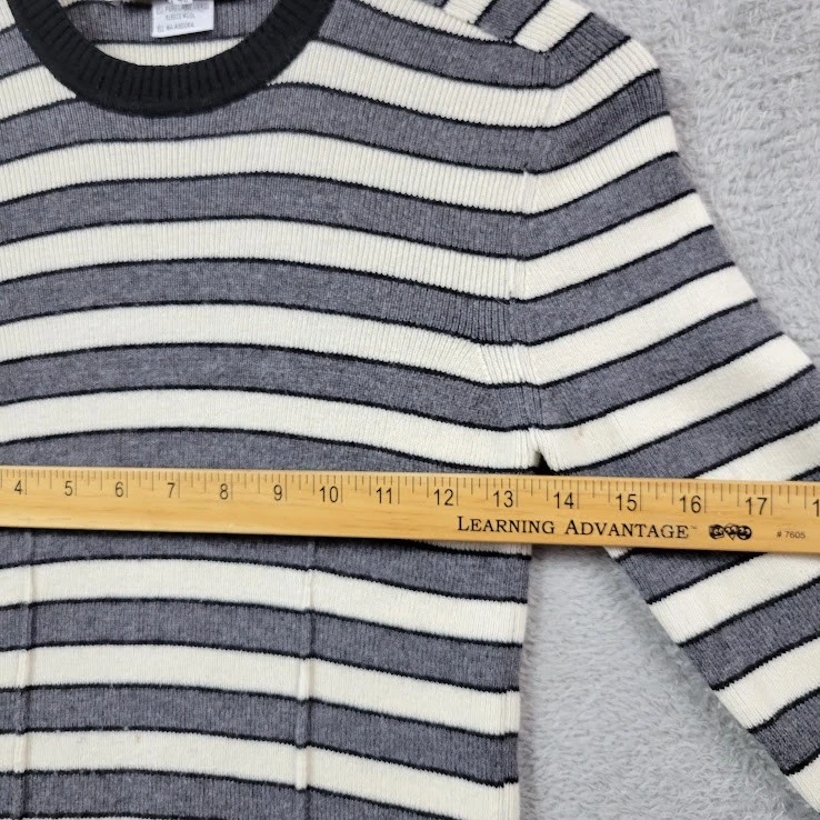 Suéter Sonia Rykiel Paris Mujer EU 40 Gris Blanco Rayas Cuello Simulado Lana Foto 3 de 4