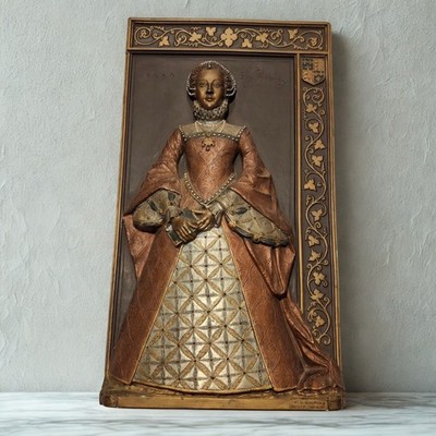 Vintage Marcus Designs Plaque Queen Elizabeth I Tudor Era Signed by D.H. Morton