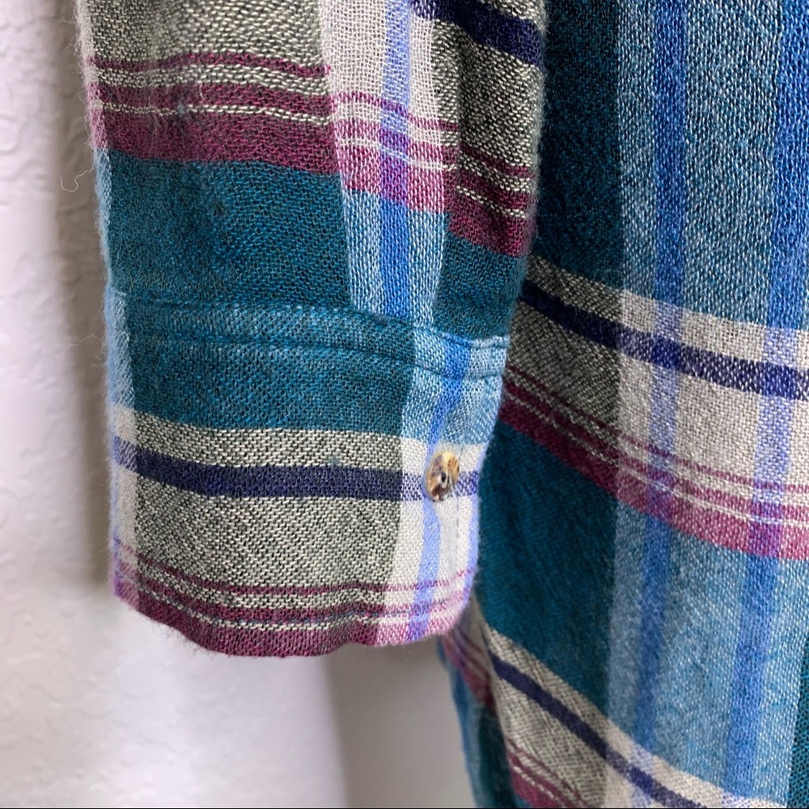 Anthropologie Akemi + Kin Lucie blue green plaid button down tunic size XS image 8