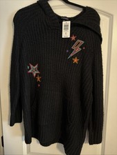 Torrid Black Stars Long Sleeve Hoodie Knit NWT Size 00