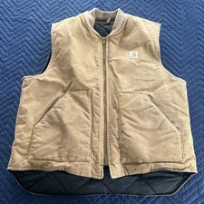 Vintage Carhartt V0186 Size XL Beige Quilted Lined Vest