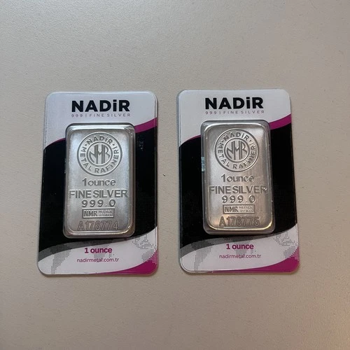 x3 NEW Nadir 1oz Ounce 0.999 Fine Silver Minted Bullion Bar Sealed Assay Card