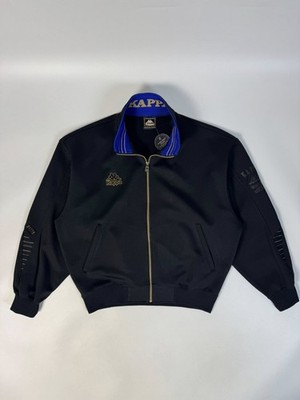Kappa Track Bomber Jacket Black Blue Size L Vintage