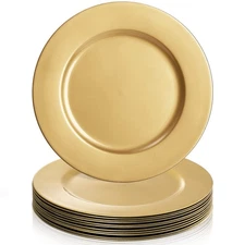 ZEAYEA 12-Pack Gold Charger Plates 13" Plastic Round Dinner Wedding Party