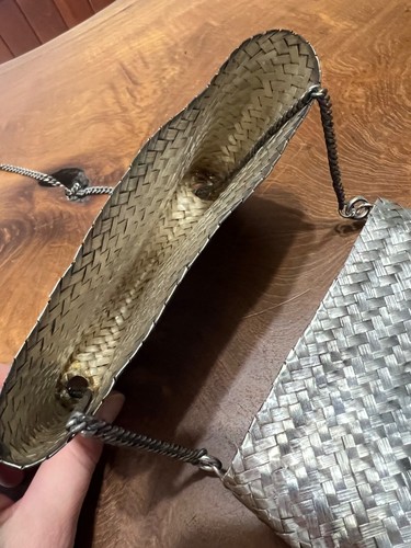 Vintage STERLING SILVER Mexican Handwoven Basketweave Purse - Picture 3 of 10