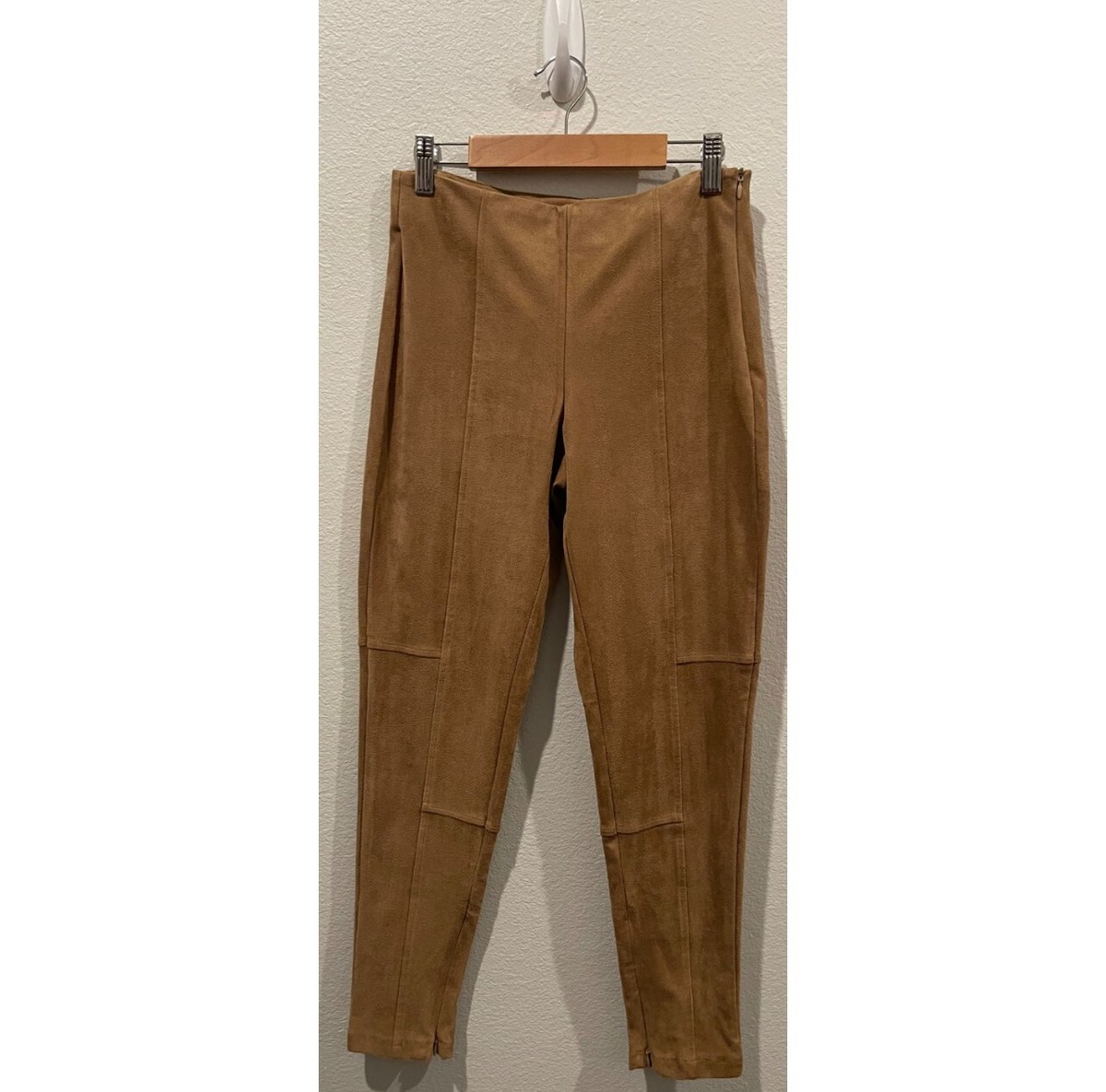 ZARA Suede Skinny Dress Pants Brown Trousers Size M