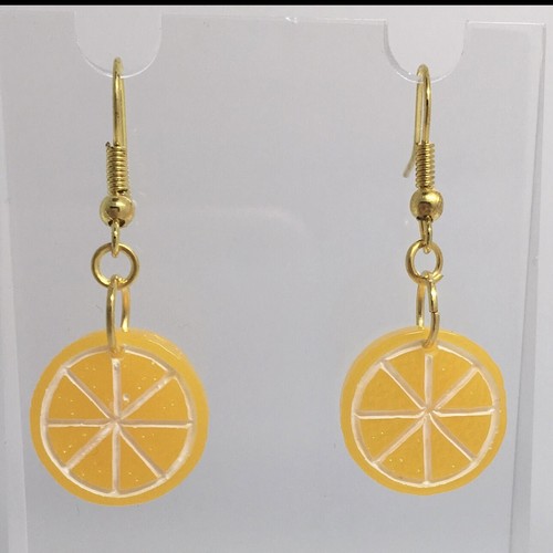 Small Fruit slice earrings , Earrings Kitsch 4 cm long , watermelon orange kiwi - Picture 3 of 51