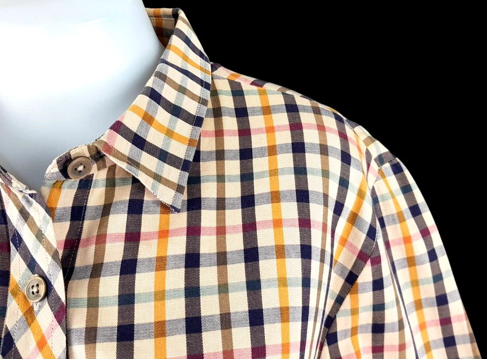DAKS LONDON Womans Beige Signature Check LUXURY S/S EVENING SHIRT - L - RRP £129 - Image 2 of 4